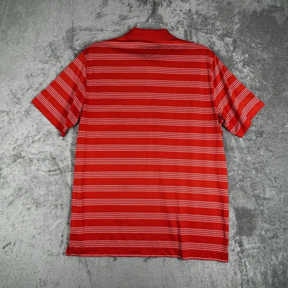 Nike Shirt Mens Large Orange White Stripe Dri Fit Golf Polo Tour Performance - Picture 3 of 7